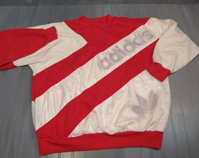 Vintage 1980s Adidas White Red Crewneck Sweatshirt Mens XL Two Layer