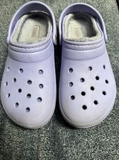 Crocs Classic Fleece Fur Lined Clogs Kids Youth Light Purple Size J4