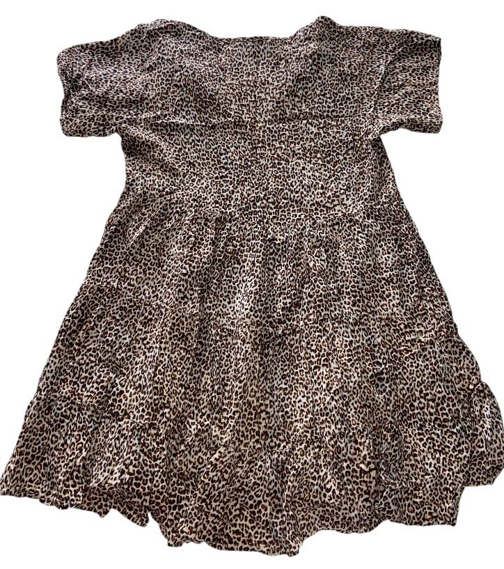 PALM ANGELS Mini abito a strati olivaceo stampa ghepardo prateria svolazzante donna medio