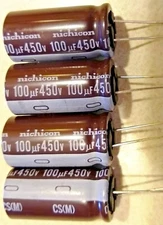4X 100uF 450V NICHICON Electrolytic Capacitor 17mm X 35mm 105°C 