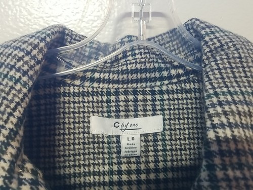 New C By One Women's Houndstooth/Plaid Button Up Shirt Jacket Size Large NWT - Picture 3 of 17