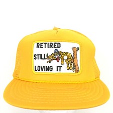 Vtg Retired Still Loving It Patch Cap Logo Mesh Snap Back Trucker Baseball Hat