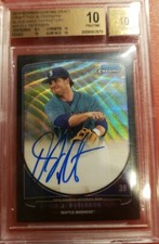 2013 Bowman Draft Chrome Prospect Black Wave Refractor #'d /50 DJ Peterson Auto