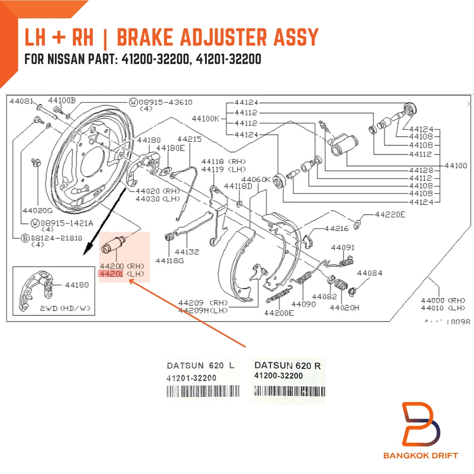 AJUSTADOR DE FRENOS Conjunto Delantero Trasero Para Pickup Datsun 520 620 720 Nissan Cefiro A321 Foto 2 de 4