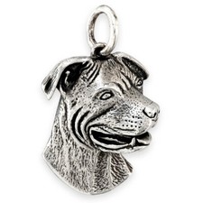 Solid Sterling Silver STAFFORDSHIRE TERRIER (Staffy) Dog Pendant