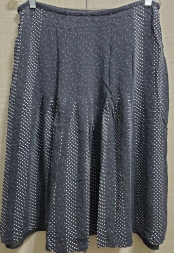 Talbots Pure SILK Dotted Pattern Stitched-Down-Pleated Knee Length Skirt 14 Zip - Picture 3 of 8