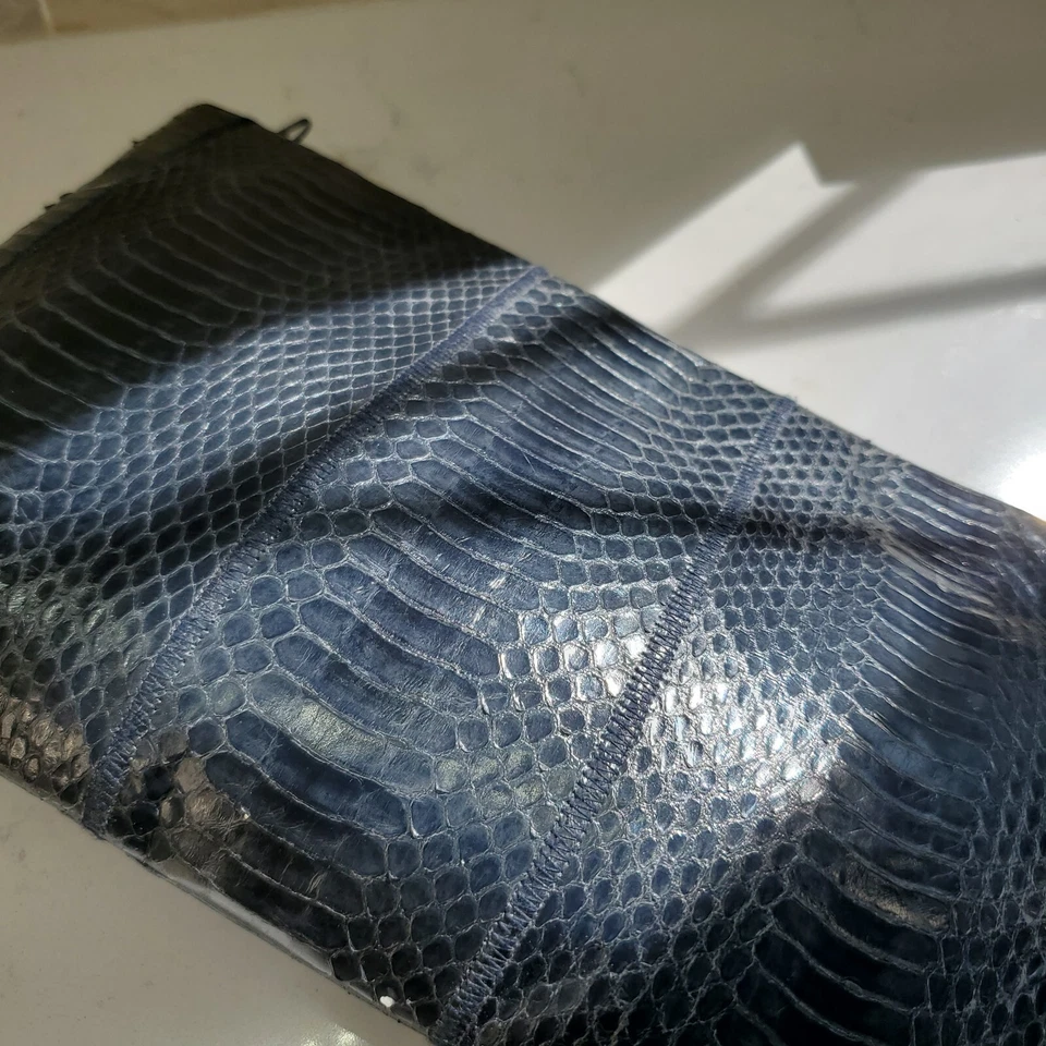 Bolso de Hombro Gianni Bernini Piel de Serpiente Real De Colección Auténtico Azul Gris Foto 3 de 4