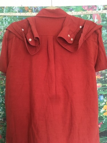 Banana Republic Large Button collar Long sleeve Linen Shirt Red Roll Up Sleeves - Picture 7 of 8