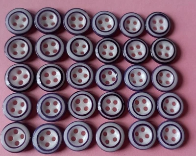 LOT 30 BOUTONS BRIARE XIX EME EN PORCELAINE EMAILLE VIOLET DIAMETRE 1,4 CM - Photo 1/2
