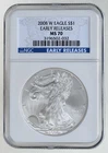 2008-W American Silver Eagle S$1 NGC Early Releases MS70