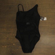 Bar III Womens One-Shoulder Mesh Cutout One Piece Swimsuit MBNB24232 Black M