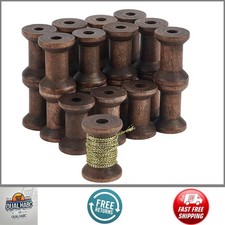 30pcs Antique Wooden Empty Spools 1.18" Thread Ribbon Bobbins for DIY Crafts Bro