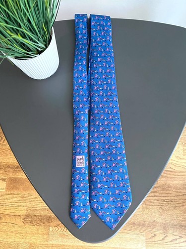 Hermes Paris Silk Tie Dragon and Rabbit Pattern