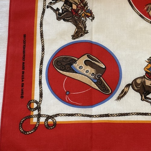 Vintage Western Cowboy Cotton Blend 22” Handkerchief Bandana Rodeo Horse USA - Picture 5 of 8