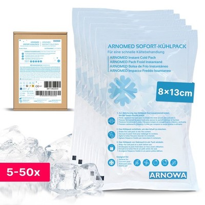 ARNOMED Sofort Kälte Kompressen 8x13cm Kühlpad zum Knicken Direkt Kühlpack Gr. S