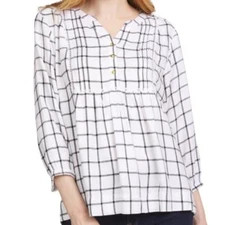 WRANGLER White Black Plaid Blouse Womens Sz M (8-10) Popover Shirt Top Tunic NWT