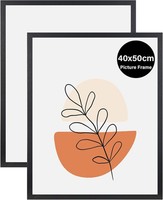 Kaiwin 2 Pack Bilderrahmen 40X50 Cm, Schwarz Rahmen 40X50, Holz Fotorahmen Zum