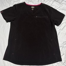 Scrubstar Women's Fashion Stretch V-Neck Scrub Top Black Medium, NWOT