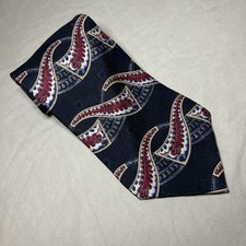 Chez Roff  Slate with Red White Blue Paisley Men  s Tie 100 Silk Made in USA