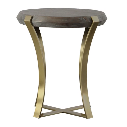 Uttermost Unite Brass Leg Wood Side Table - Picture 2 of 4