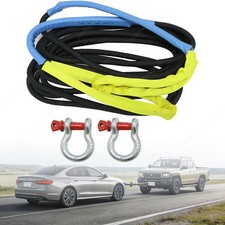 Suv Car Tow Rope 1x30ft Rated 30580 Lbs W Shackles Easy Storage Black