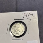 1914-S BARBER DIME  VERY FINE ✪ 10C SILVER COIN SCARCE