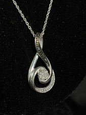 925 Sterling Silver Diamond Infinity Designer Pendant Necklace b22 