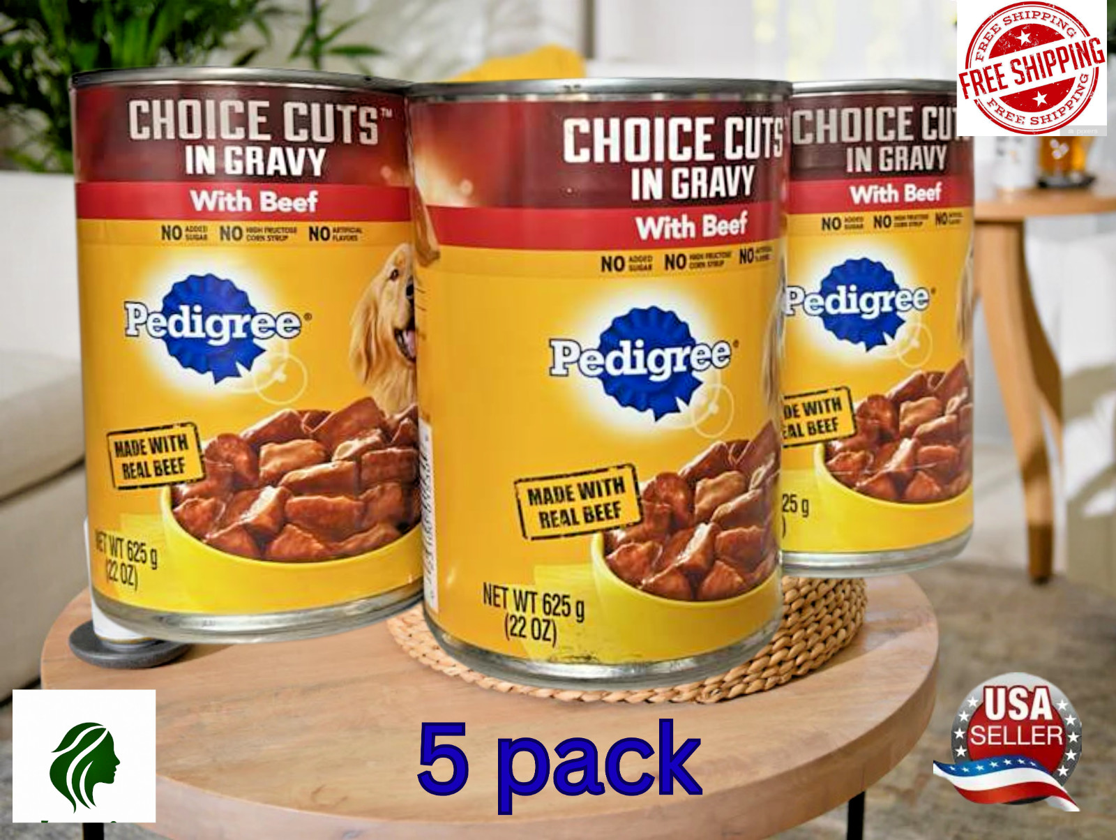 PEDIGREE CHOICE CUTS IN GRAVY with Beef  22 Oz (Pack of 5)