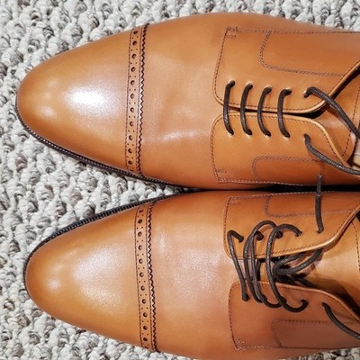 Yanko Walnut Goodyear Welted Cap Toe Derby Calf Skin Leather 11.5 UK - 12.5 US