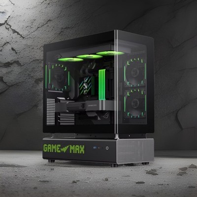 GAMEMAX GAMEMAX N90 Modular Dual-Chamber PC Case N90 BG Black 270° Panoramic
