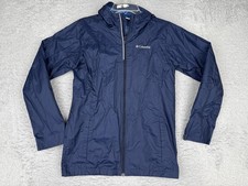 Columbia Jacket Boys Large 14 Blue Hooded Lightweight Nylon Windbreaker Full Zip