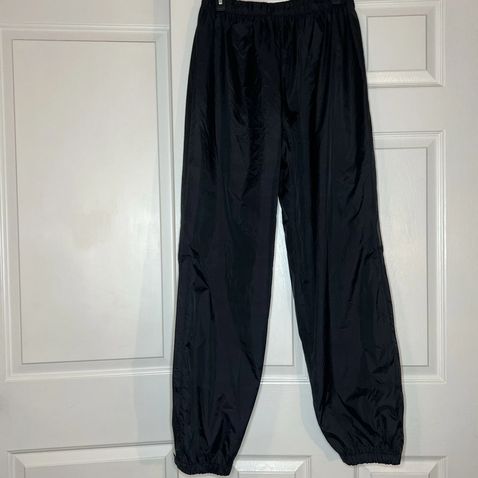 REI Elements Pants Black Ankle Zip Elastic Mens L Waterproof Hiking Drawstring