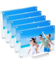 JUOIFIP 5-Pack 5x7 Acrylic Magnetic Picture Frame Clear Double Sided Photo Displ