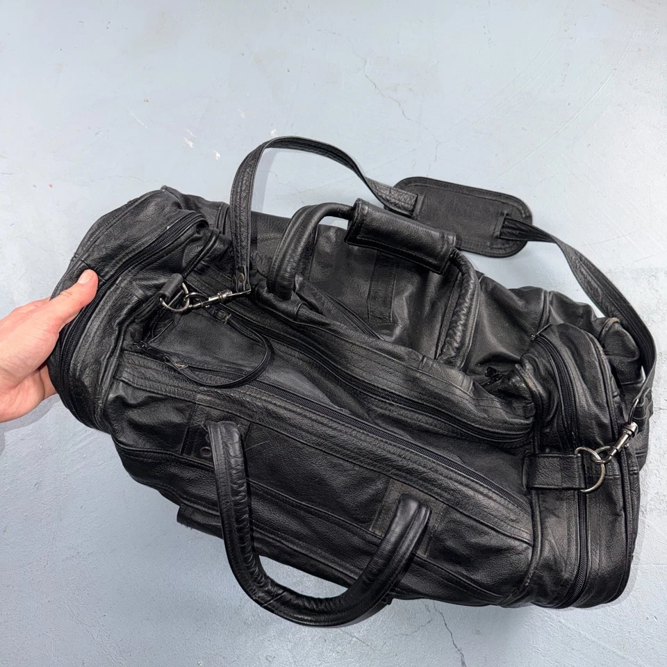 Bolsa de viagem promocional Herman Miller Eames vintage couro preto macio anos 90 - Imagem 3 de 4