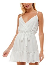 TRIXXI Womens White Adjustable Tie Sleeveless Short Shift Dress XL