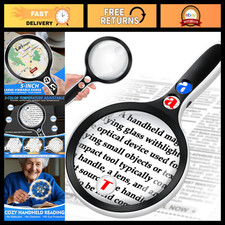 Lighted Large Magnifying Glass - 10X, 25X, 45X, 60X Magnifier with LED Lights