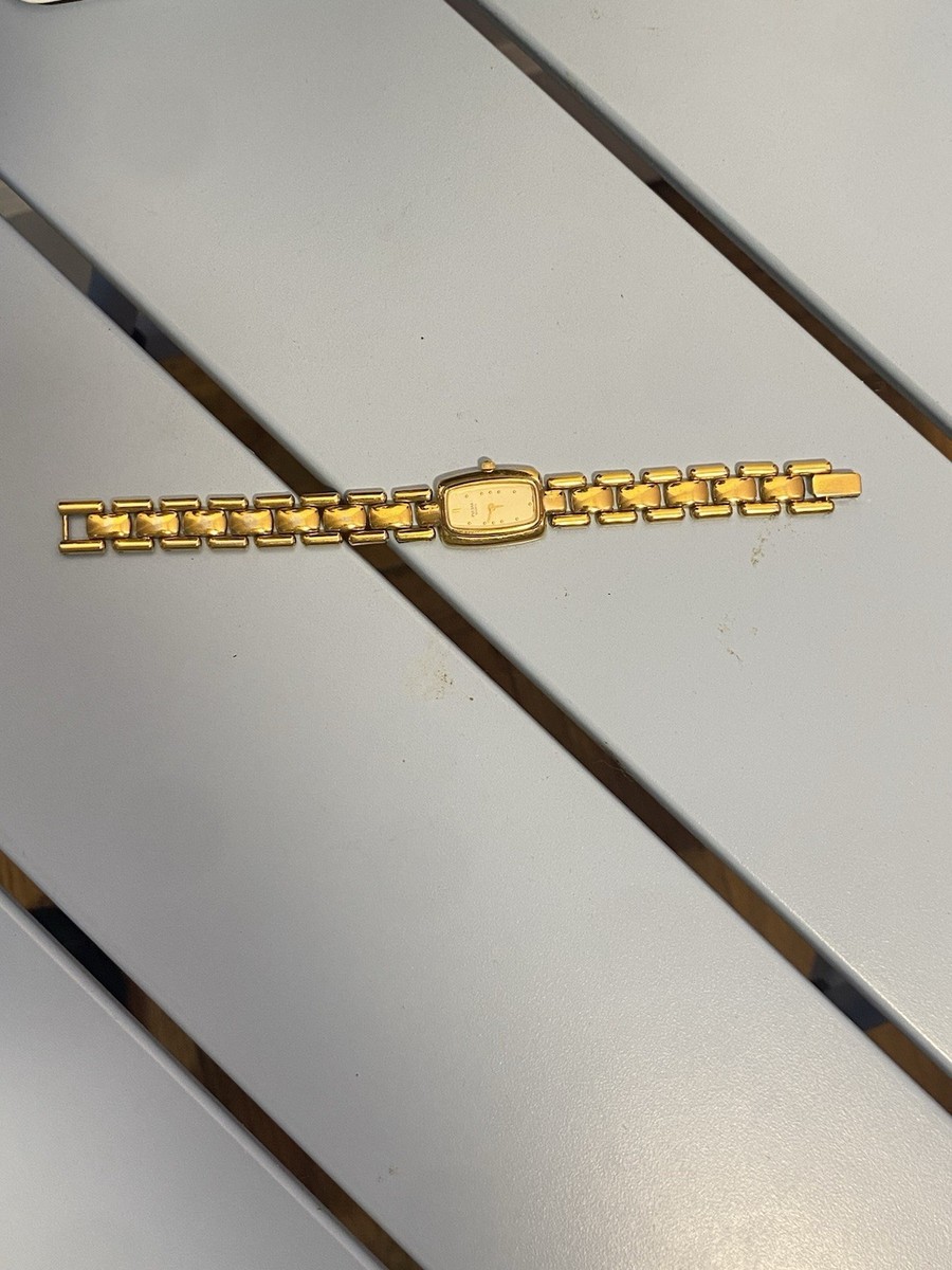 Vintage Pulsar Quartz Women’s Gold Tone Bracelet Watch Rectangular Dial Japan Vintage Pulsar by Seiko Ladies Gold Tone Tank Watch Burgundy  main image 4