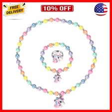 Unicorn Stretch Necklace Little Girl Toddler Necklace Bracelet Set, Little Pr...