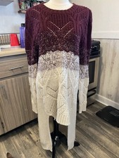 Burgundy And Crème Hi Lo Sweater Dress