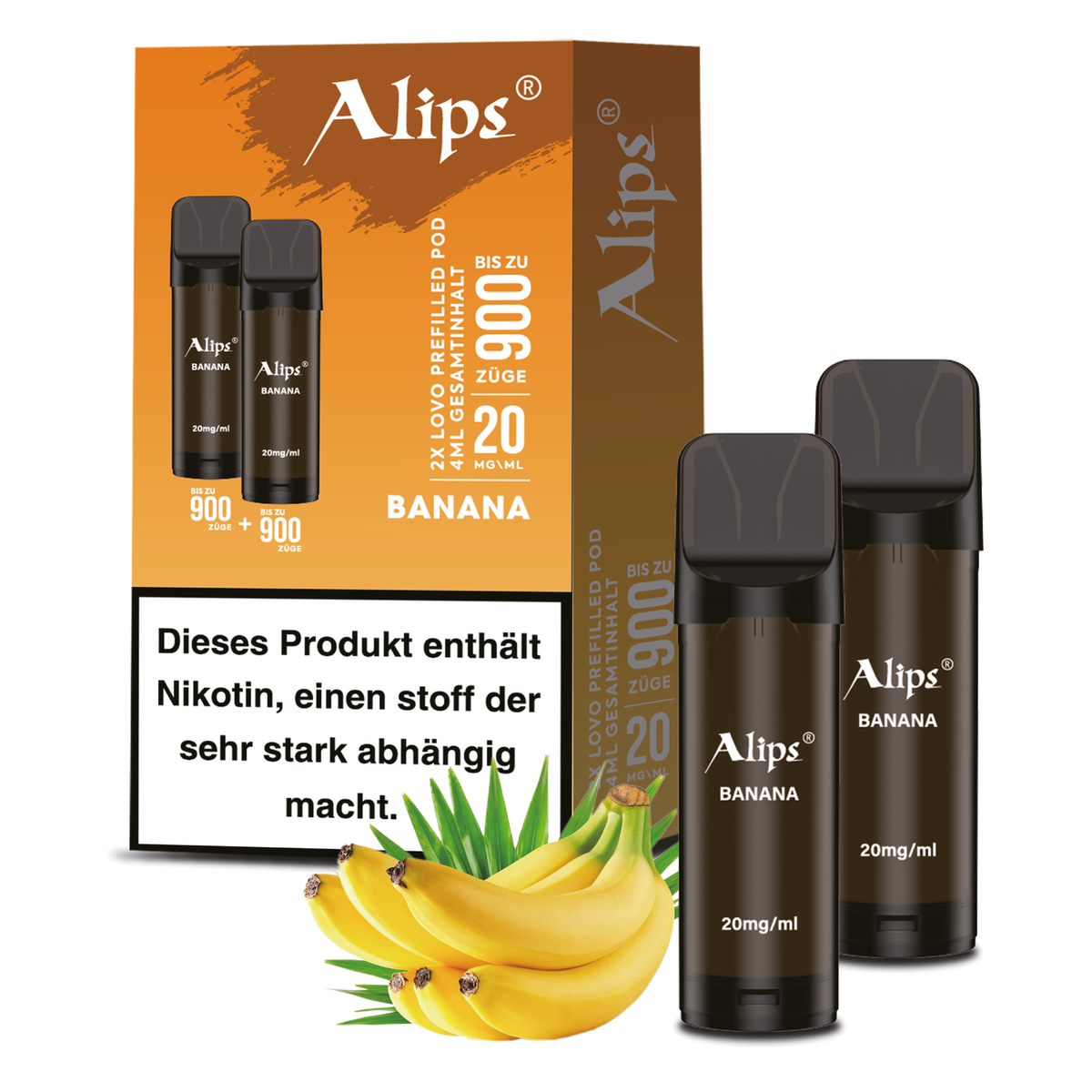 Alips LOVO 900 E-Zigarette Mehrweg 2x Pod-System E-Shisha mit 20mg Nikotin  Vape