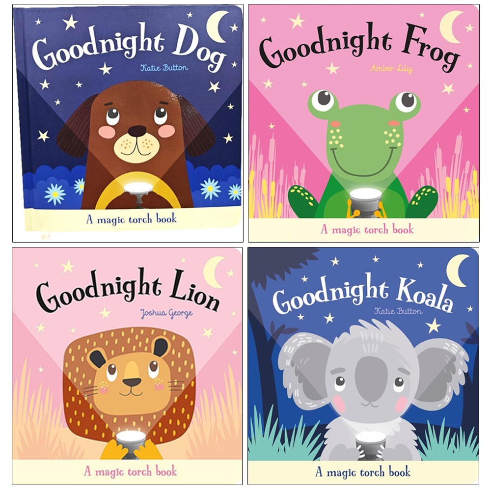 Magic Torch Book Series 4 Books Set by Joshua George Goodnight dog,Frog,Lion