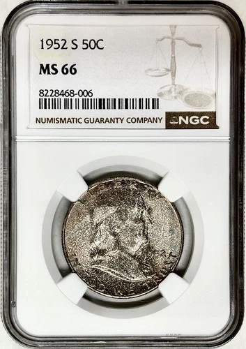 1952 S FRANKLIN HALF DOLLAR NGC MS66