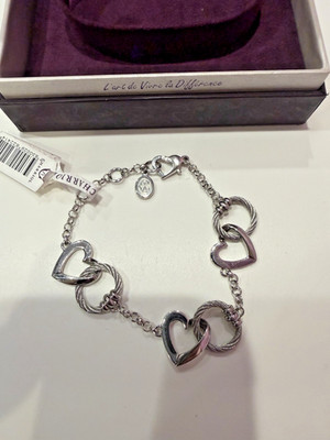 DESIGNER CHARRIOL HEART LINK BRACELET STERLING SILVER SIGNED SIZE S 7'' AUTHENTIC