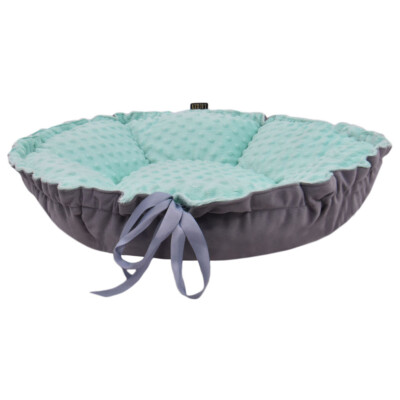 WauWau Tierbett Daisy grau Velvet/mint Minky 65cm
