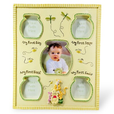 Disney Baby Photo Frame Winnie The Pooh My First Day, Steps, Bath, Smile Picture