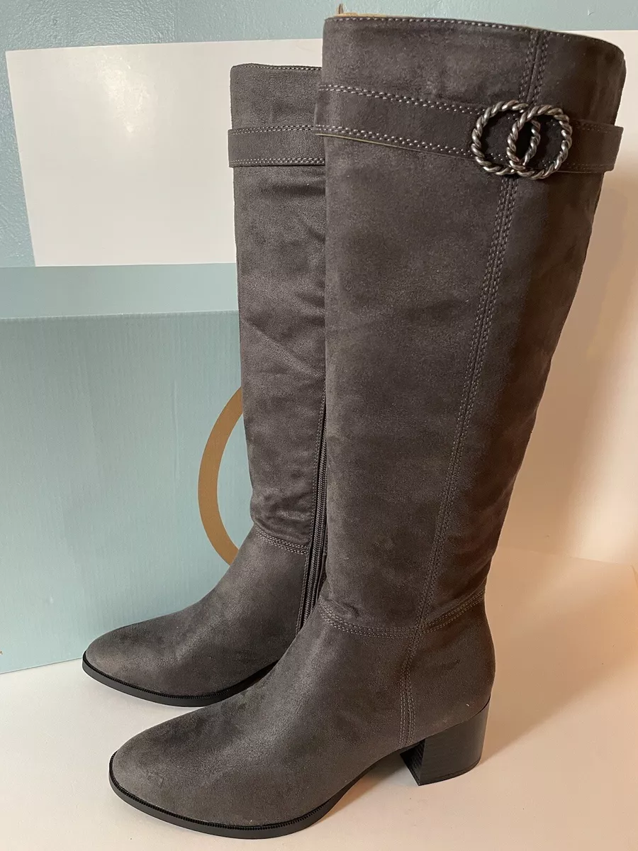 LifeStride Boots Daring Grey Faux Suede Knee High Size 8 M