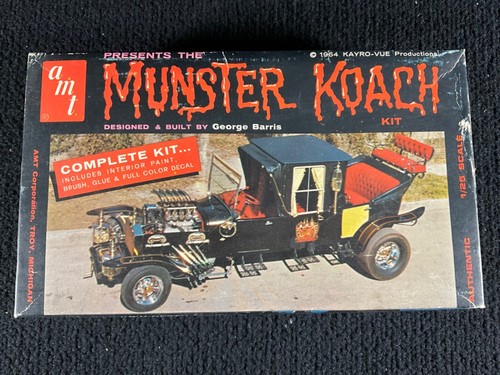 VINTAGE AMT 1964 KAYRO-VUE MUNSTERS KOACH MODEL KIT SCALA 1/25. GEORGE BARRIS - Foto 2 di 16