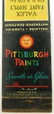 Pittsburgh Paints Smooth As Glass Valex Paint Supply NY Vintage Matchbook Cover