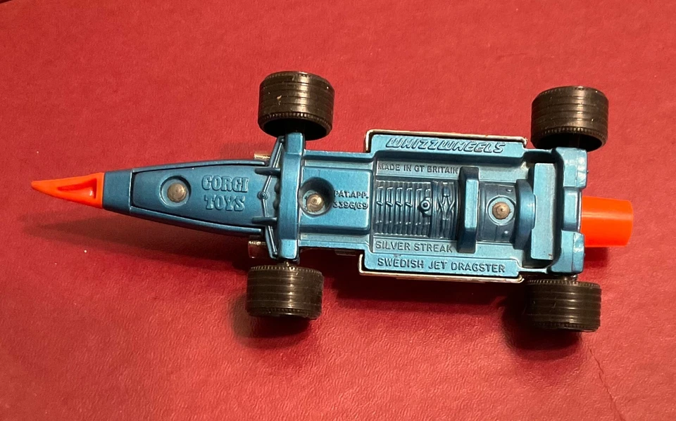 CORGI 玩具 WHIZZWHEELS 英格兰 1973 169 银 STREAK 瑞典 DRAGSTER Firestone — 第 3/4 张图片