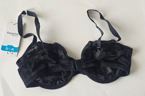 Panache Women’s Tango Plunge Bra Supportive Leaf Embroidery Non-Padded Black 38D - Picture 5 of 5